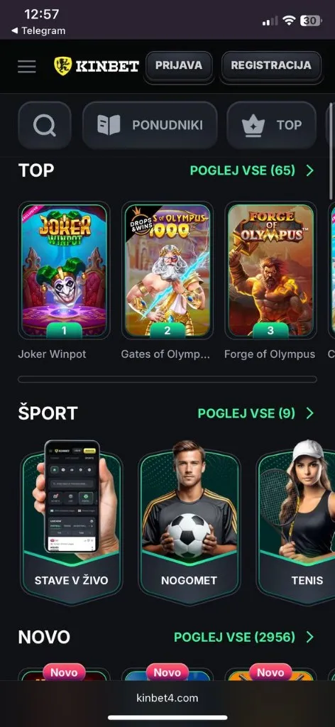 Kinbet mobilni zaslon 4
